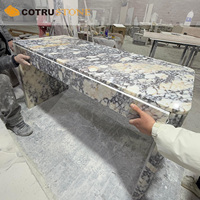 Mesa de Oficina Rectangular Moderna de Mármol Natural Calacatta Viola, Mesa de Conferencia Tallada a Mano con Cajón