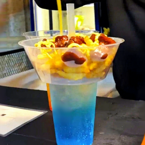 Vaso de Plástico para Té con Leche, Vaso de Plástico para Ensalada de Frutas con Bandeja para Aperitivos, Portavasos con Bandeja para Alimentos, Bandeja para Frutas en la Parte Superior 2 en 1, Hotpot - Product Image 1