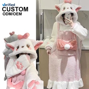 Damen-Winter-Pyjama im Katzen-und-Maus-Cartoon-Stil, Korallenfleece, mit Fleece gefüttert, Plüsch-Nachthemd-Outfit, Halloween-Party, IM111-W - Product Image 1