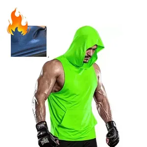 Men Sweat Sauna Vest with hoodie Heat Trapping Polymer Vest Gym Fitness Sets Workout Tank Top Pullover Waist Trainer Shirt