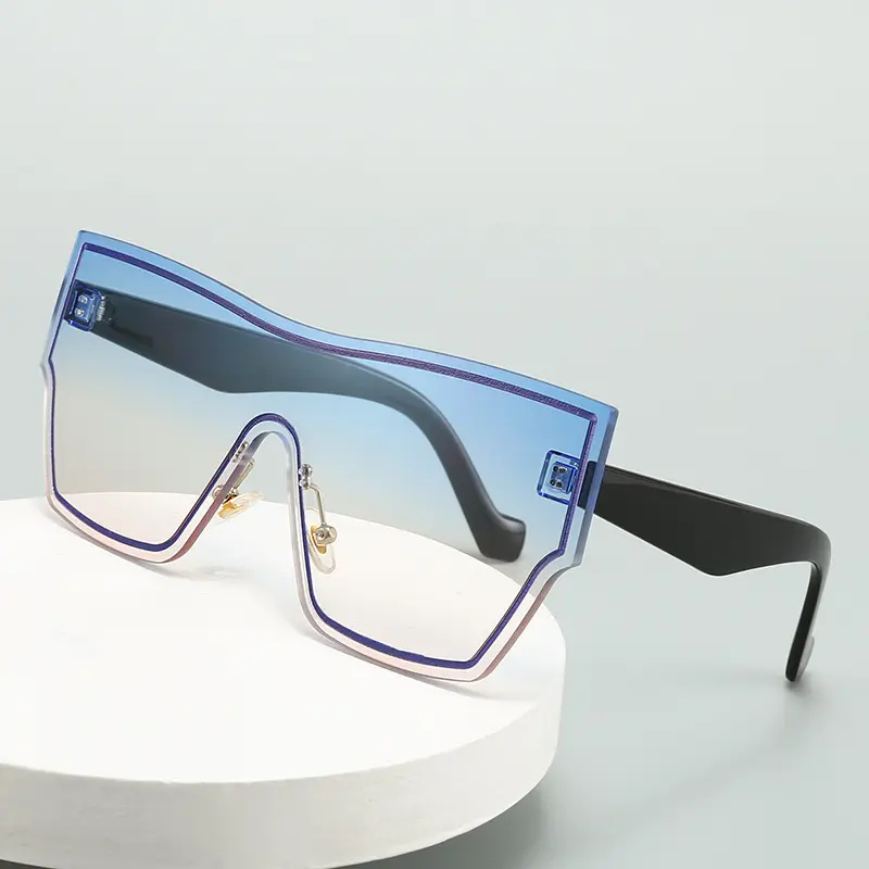 2024 stile retrò frameless colore gradiente collegato grande telaio occhiali da sole multicolore alla moda e alla moda UV400 occhiali da sole