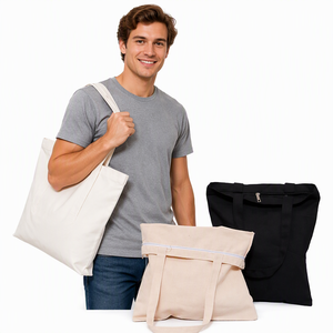 Custom Printed Logo <strong>Shopping</strong> Cotton <strong>Bag</strong> Reusable OEM ODM Black White Pink Natural Color 100% Cotton Canvas Tote <strong>Bag</strong> with <strong>Zipper</strong> - Product Image 2