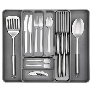 Organizer per cassetti posate <span class=keywords><strong>in</strong></span> <span class=keywords><strong>plastica</strong></span> regolabile, supporto per vassoio - Product Image 1