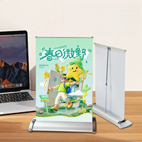 Support de bannière enroulable portable de table en aluminium rétractable avec montage sans outil pour la promotion en magasin ou sur bureau