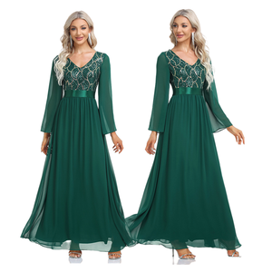 Шифоновое платье-макси с V-образным вырезом - Product Image 1