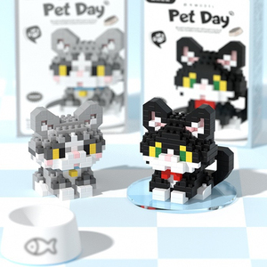 Phim hoạt hình động vật khối xây dựng sáng tạo vật nuôi chó và mèo lắp ráp đồ chơi tự làm giáo dục Câu Đố CHA mẹ-con tương tác đồ chơi phim hoạt hình - Product Image 4