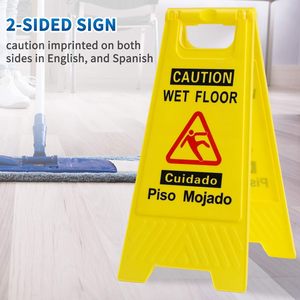 Señal de Advertencia de Piso Mojado Amarilla de Doble Cara de Plástico, Letrero de Advertencia de Piso Mojado Amarillo - Product Image 4