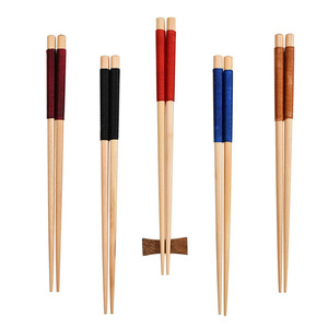 Baguettes japonaises en bois avec manche enroulé de fil, cinq couleurs, ensemble familial pour la salle à manger - Product Image 5