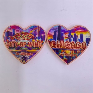 Nuova Moneta <span class=keywords><strong>in</strong></span> Rame Puro .999 da 1 Oz, Moneta a Forma di Cuore della Città del Vento di Chicago - Product Image 3