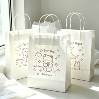 Sacs en papier kraft personnalisés avec logo imprimé pour emballage alimentaire, cadeaux et produits ménagers – Blanc et brun, pas chers