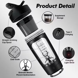 Bouteille de shaker de protéines avec mélangeur étanche à boule de mélange en acier inoxydable pour lait et <span class=keywords><strong>café</strong></span> Bouteille d'eau élégante pour boire - Product Image 3