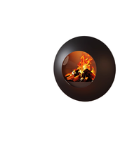 Cheminée circulaire en acier sur mesure haut de gamme, chauffage au bois à flamme réelle, décoration intérieure contemporaine murale, OEM/ODM