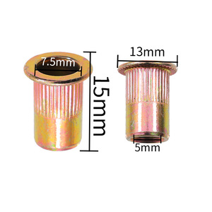 Écrou à riveter en acier au carbone M6, diamètre intérieur 7,5 mm, longueur 15 mm, pour la fabrication automobile - Product Image 1