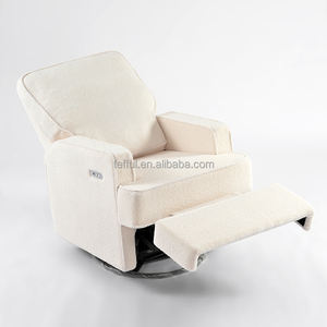 Sillón reclinable electrónico giratorio con función de balanceo y port USB en tela Boucle - Product Image 1