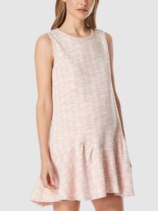 Vestido de Maternidad Rosa Claro y Blanco, Corte en A, Largo hasta la Rodilla, Transpirable, Ecológico, Verano, Sin Mangas, Cuello Redondo, Apto para Embarazadas, con Volantes - Product Image 4