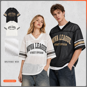 Custom Oversized Football Jersey T-shirt Vintage Wash Graphic Tee Boxy Streetwear Custom <b>Logo</b> Men T Shirt - Product Image 1