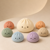 Jouet Squishy Personnalisé Pastel Bao Bun, Jouet Anti-stress Souriant en Forme de Dumpling pour Bureau, Cadeau Promotionnel d'Anniversaire