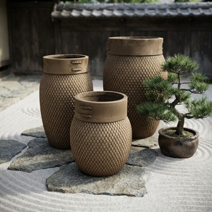 Jardinières modernes écologiques en argile fibreuse sculptées à la main, légères, résistantes au gel, avec trous de drainage, vente en gros directe usine - Product Image 1
