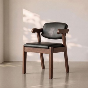 Fauteuil rembourré moderne GQK en tissu microfibre avec structure en bois, design scandinave, chaise de salle à manger pour la maison et le salon - Product Image 4