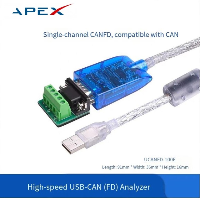 Apex APX-117 Single CANFD-USB Adapter 5K-5M Baud Rate 12M/S USB2.0 Speed CAN2.0/FD Support Decoding 40K/sec Transmission