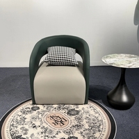 Fauteuil de loisirs en cuir à cadre incurvé de luxe léger avec coussin pied-de-poule, pour salon, entrée, canapé d'appoint individuel
