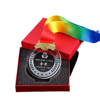 Medalla de Cristal Acrílico con Cinta, Medalla de Premio Personalizada para Competencia Deportiva, Recuerdo, Regalo, Premio para Reconocimiento de Equipos