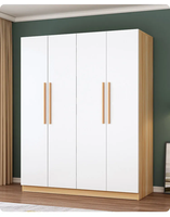 Armoire moderne nordique à 4 portes en bois massif, design autoportant et montage simple pour le rangement des vêtements dans la chambre