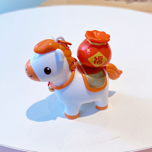 조디악 회전 조랑말 열쇠 고리 크리 에이 티브 행운 말 인형 책가방 펜던트 잉거 펜던트 여성 만화 말의 해 - Product Image 2