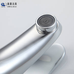 Robinet de lavabo Chenlu à poignée unique en acier inoxydable, moderne, à poser sur le comptoir, monotrou, eau chaude et froide - Product Image 2