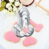 Lot de 3 moules 3D en acier inoxydable pour pénis, outils de pâtisserie, moule à fondant, décoration de gâteaux, moules de cuisson pour fête d'anniversaire