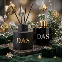 Bouteille en verre vide pour diffuseur à bâtonnets, personnalisable, noir et blanc, 50ml 100ml, avec bouchon à vis, luxe, avec boîte, faible MOQ