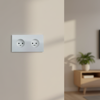 Prise électrique murale double française ou européenne Schuko en aluminium, prises de courant 16A, courant nominal pour module Vimar ou Legrand