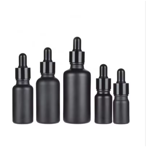 Black Matte Glass Dropper <b>Bottles</b> Cylinder Shape Cosmetic Use Refillable 5ml <b>10ml</b> 15ml 20ml 30ml 50ml 100ml - Product Image 3