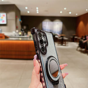 Para <span class=keywords><strong>Samsung</strong></span> S24 Ultra Magnetic Phone case galvanoplastia espejo soporte A55 Luxury Glitter Phone Case Funda trasera <span class=keywords><strong>a</strong></span> prueba de golpes - Product Image 6