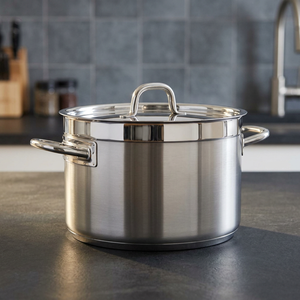 Stainless Steel Casserole <b>Pot</b> With Lid Round Durable Polished Exterior All Stove Compatible - Product Image 2