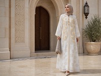 Abaya en polyester de Dubaï, broderie florale 3D, col mandarin, vêtements islamiques modestes pour l'Aïd, les mariages et les occasions formelles