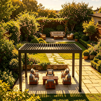 Pergola moderne de luxe en aluminium, imperméable, à lames orientables, avec structure thermolaquée résistante à la corrosion pour l'ombrage des cours.