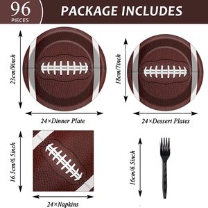Ensemble de vaisselle sur le thème du football américain, pour anniversaire, Super Bowl, fête de rugby, fournitures pour fête d'enfants et d'adultes, pack d'assiettes en papier - Product Image 2