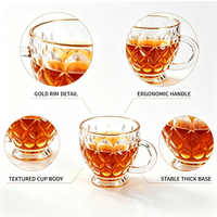 Qixiang Six Sets Golden Cup Beads Point Money Tea Mugs Design Moderne Verre Sodium Calcium Réutilisable pour Infuser le Thé et Décoration Intérieure
