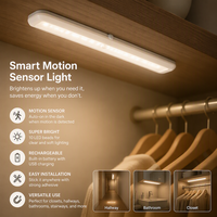 Lumière LED pour armoire Bande lumineuse d'entrée intelligente Capteur magnétique sans fil rechargeable pour corps humain Capteur de lumière pour armoire