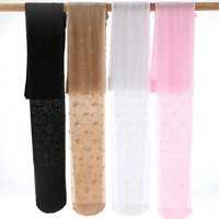 Collants de danse blancs hautement élastiques, respirants, en maille, vente en gros, collants transparents tricotés pour enfants, longueur intégrale, fins, motif cœur de dessin animé