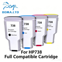 Cartucho de Tinta de Pigmento Compatible BOMA HP738XL con Chip Inteligente de 300 ml para Plotter de Formato Ancho HP DesignJet T850 T950 CAD