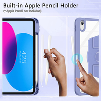 Étui transparent en cuir et acrylique rotatif à 360° avec recharge sans fil, fonction veille/réveil automatique et support pour stylet pour iPad (A16) 11e génération 11'' 2025 CE