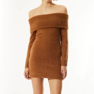 Nuevo Vestido de Punto Personalizado para Mujer, Sexy, con Hombros Descubiertos, Ajustado, Elegante y Delgado - Product Image 1