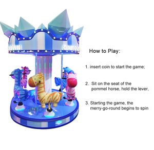 Mini máquina de columpio Merry Go round de 6 plazas, carrusel de cebras para niños que funciona con monedas, juego de parque de atracciones, energía eléctrica - Product Image 5