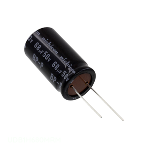Distribuidor Autorizado: Condensador de Orificio Pasante (TH) Radial de Alúmen 68uF 20% 50V UDB1H680MRM - Product Image 1