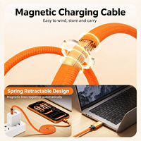 Kabel Charger Magnetik Nilon Kepang Datar 240W Terbaru 2026, Kabel USB Tipe C untuk Android, iPhone, Power Bank, Perangkat Seluler