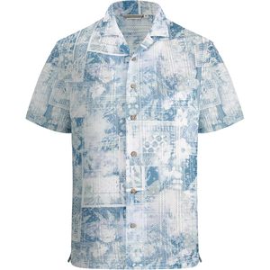 Custom Men's Short Sleeve Printed Shirt Blue Dye L Vacation Breathable Summer Beach Button <b>Down</b> Shirt - Product Image 1