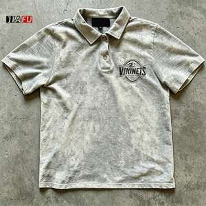 Camiseta <span class=keywords><strong>Polo</strong></span> para Hombre de 260 g/m², Lavado Ácido, Estilo Vintage, Informal, de Alta Calidad, Lavada, Streetwear, Personalizable al por Mayor, 100% Algodón - Product Image 1