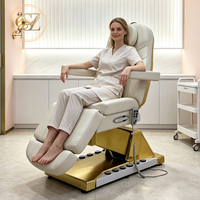 Table de massage électrique réglable de luxe pour salon de beauté, lit esthétique doré pour soins du visage et extensions de cils